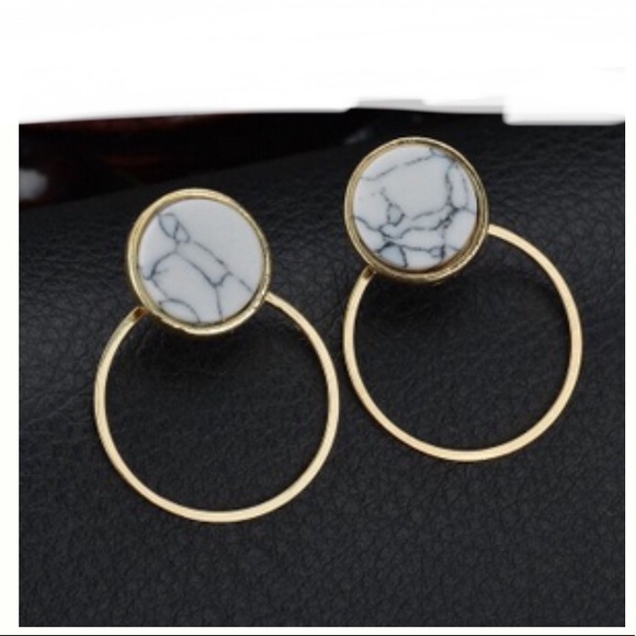 💕3/$30 Square Geometric Marble Earrings - Picture 3 of 3